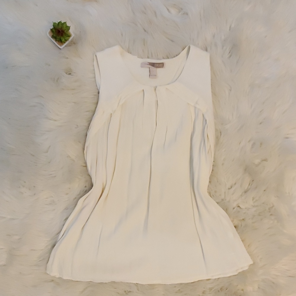 Pleated front cream colored dress shirt